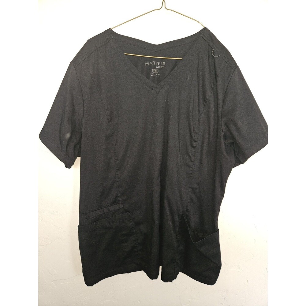 Matrix by Maevn Women's Scrub Top, Black,  Vneck, 2XL